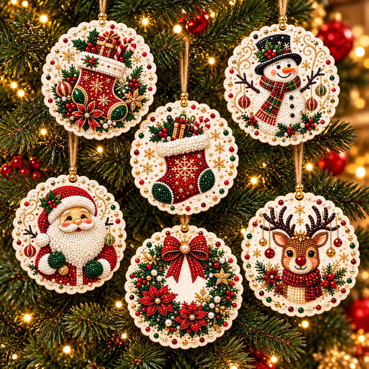 🔥Only $9.99 Last Day Promotion!🎄DIY Christmas diamond art Ornaments Kit (6 PCS)🎅