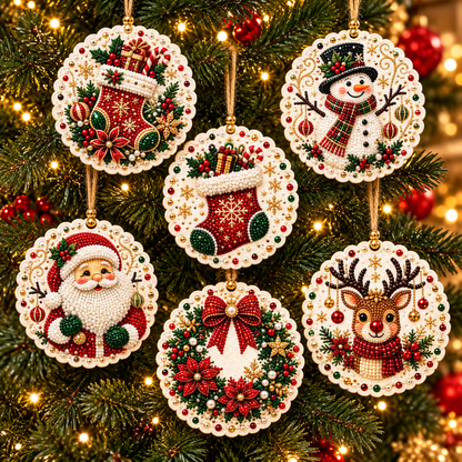 🔥Only $9.99 Last Day Promotion!🎄DIY Christmas diamond art Ornaments Kit (6 PCS)🎅
