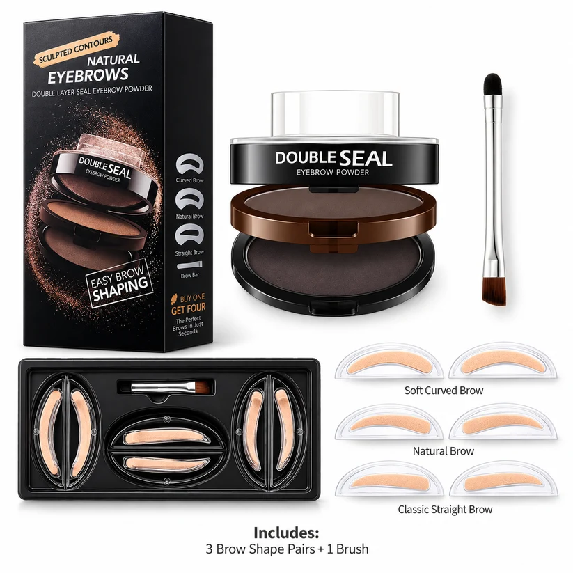 🔥 LAST DAY: BUY 1 GET 1 FREE 🌸 2-Color Waterproof Brow Stamp Kit for Quick, Natural-Looking Brows
