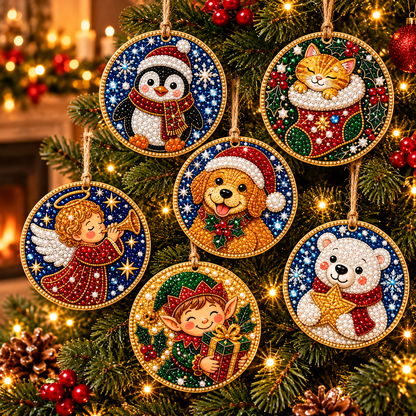 🔥Only $9.99 Last Day Promotion!🎄DIY Christmas diamond art Ornaments Kit (6 PCS)🎅
