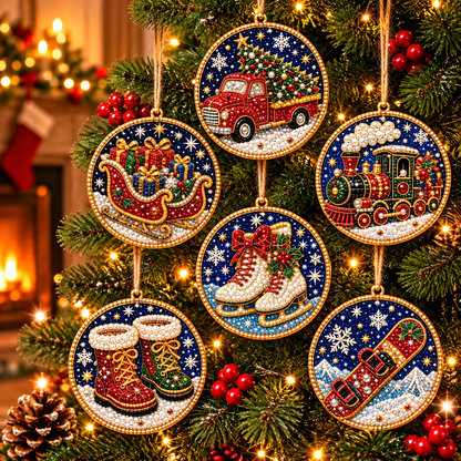 🔥Only $9.99 Last Day Promotion!🎄DIY Christmas diamond art Ornaments Kit (6 PCS)🎅