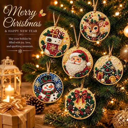🔥Only $9.99 Last Day Promotion!🎄DIY Christmas diamond art Ornaments Kit (6 PCS)🎅