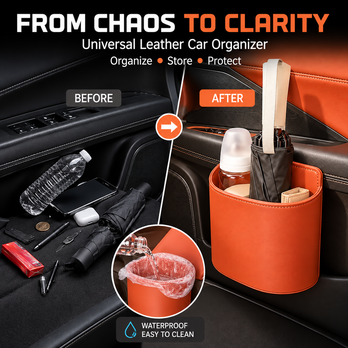 🥳2026 HOT SALE🥳💞50K+ SOLD!🚗🧺 50% OFF! Leather Car Door Cup Holder – Wide‑mouth opening, easy reach for drinks & phone. Clip‑on secure fit. PU leather, tough & stylish. 🛡️✨
