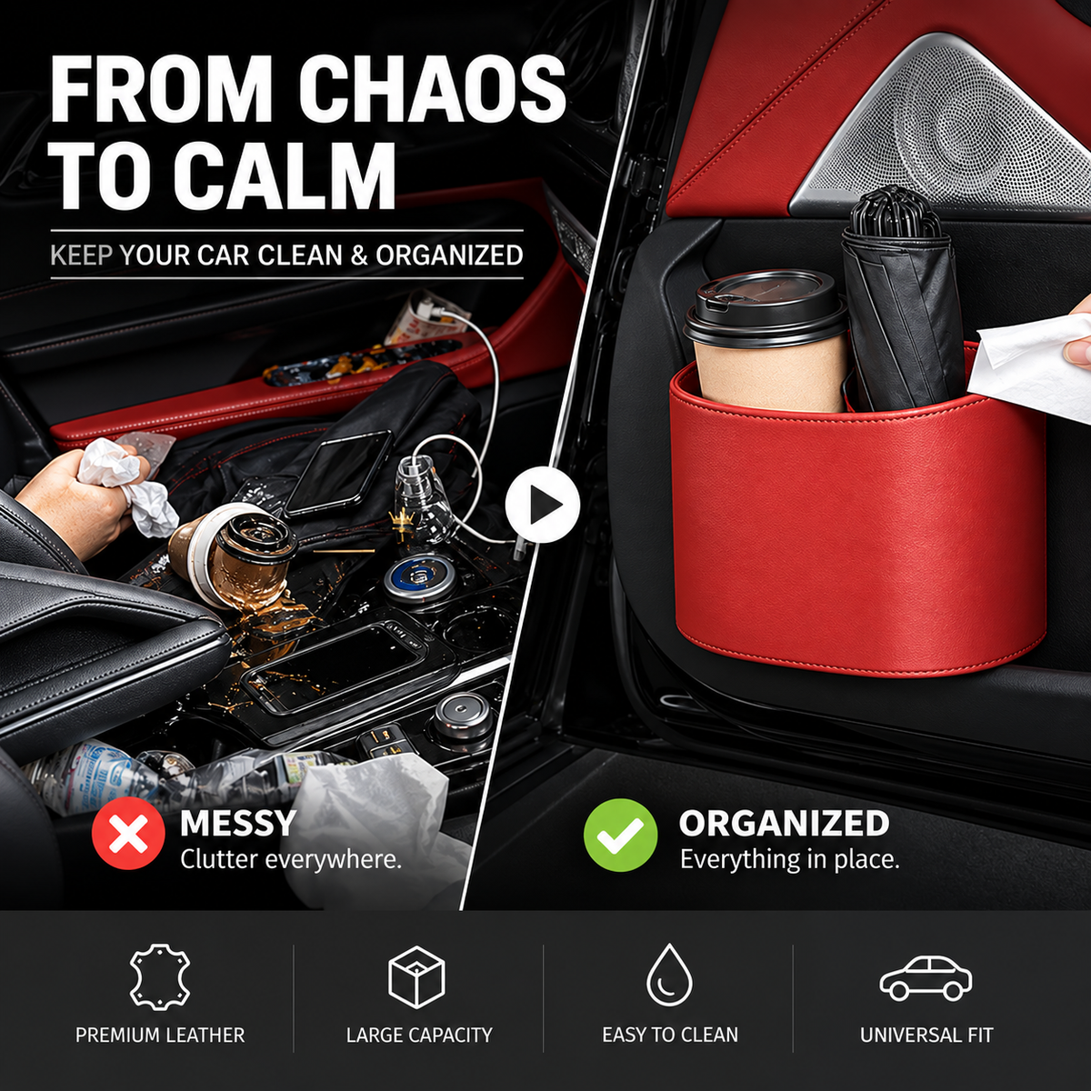 🥳2026 HOT SALE🥳💞50K+ SOLD!🚗🧺 50% OFF! Leather Car Door Cup Holder – Wide‑mouth opening, easy reach for drinks & phone. Clip‑on secure fit. PU leather, tough & stylish. 🛡️✨