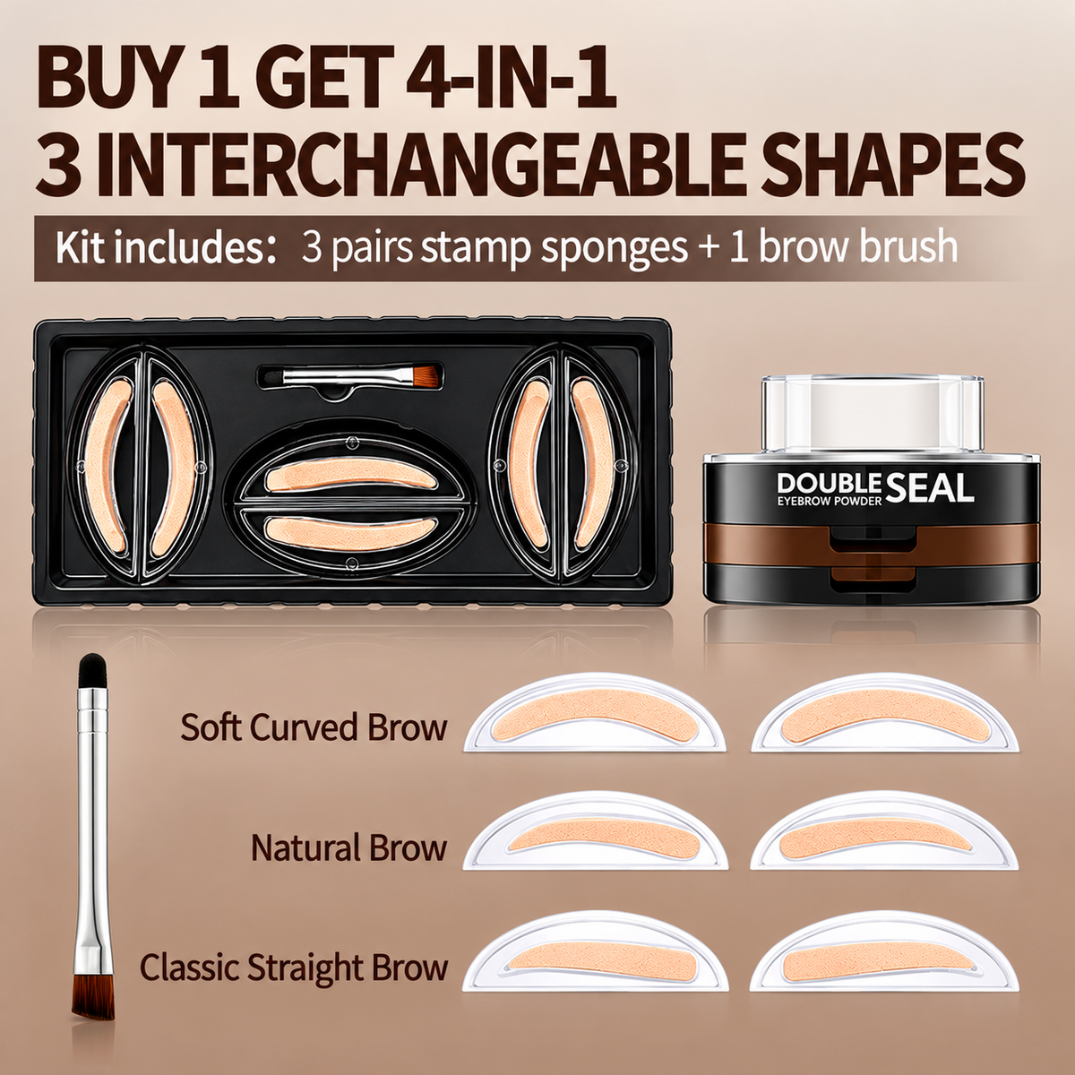 🔥 LAST DAY: BUY 1 GET 1 FREE 🌸 2-Color Waterproof Brow Stamp Kit for Quick, Natural-Looking Brows