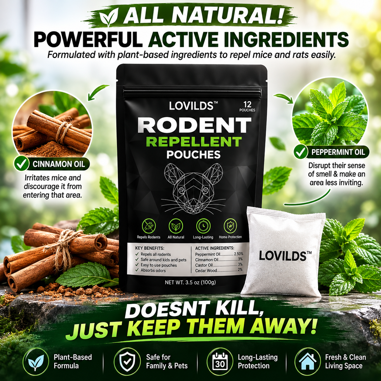 LOVILDS™ Natural Rodent Repellent Pouches