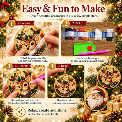 🔥Only $9.99 Last Day Promotion!🎄DIY Christmas diamond art Ornaments Kit (6 PCS)🎅