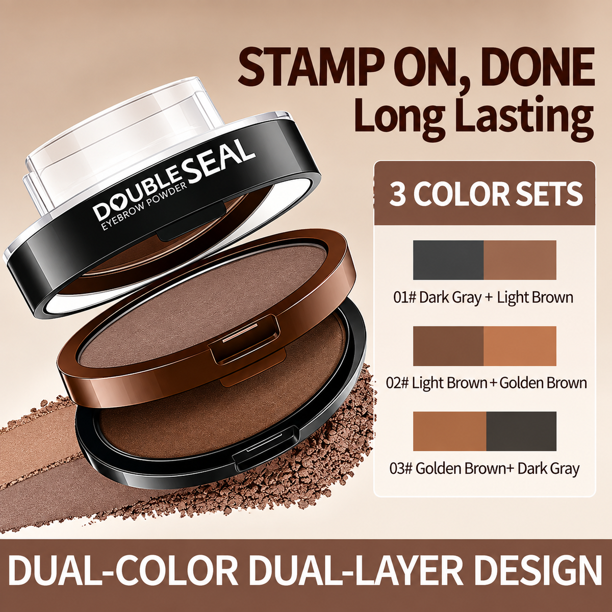 🔥 LAST DAY: BUY 1 GET 1 FREE 🌸 2-Color Waterproof Brow Stamp Kit for Quick, Natural-Looking Brows
