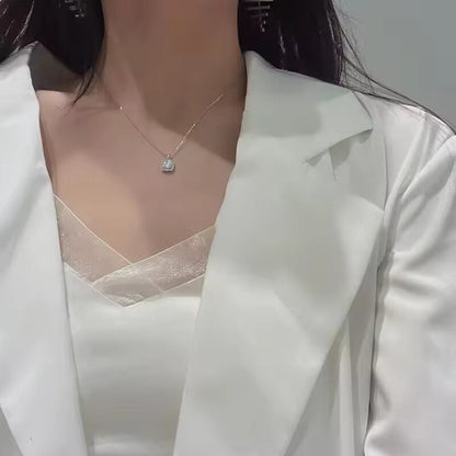 Popular 925 minimalist silver square necklace