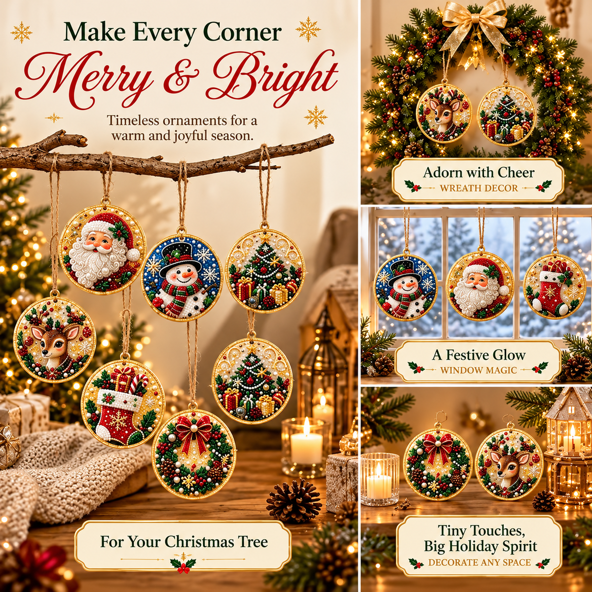 🔥Only $9.99 Last Day Promotion!🎄DIY Christmas diamond art Ornaments Kit (6 PCS)🎅