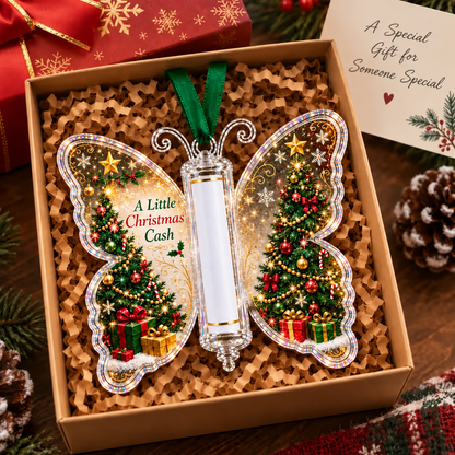 🔥Last Day 49% OFF🦋💵 Christmas Cash Gift Butterfly Ornament – Holiday Money Holder Keepsake 🎄✨
