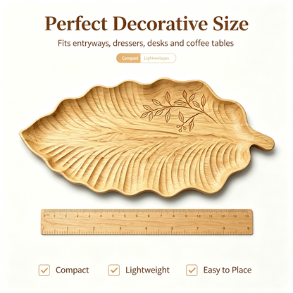 Creative Leaf-Shaped Wooden Serving Tray