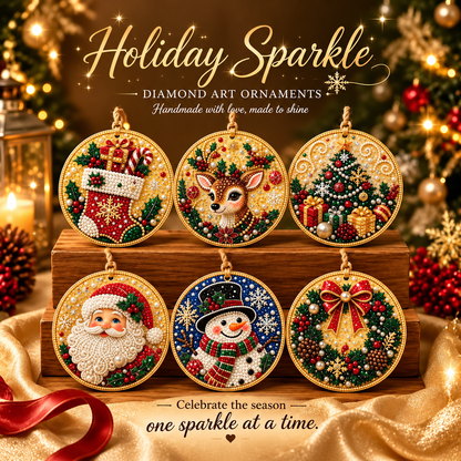 🔥Only $9.99 Last Day Promotion!🎄DIY Christmas diamond art Ornaments Kit (6 PCS)🎅