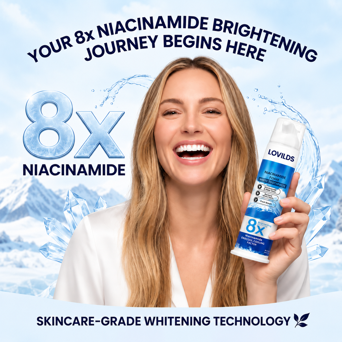 LOVILDS"8X NiacinamideFoaming WhiteningToothpaste