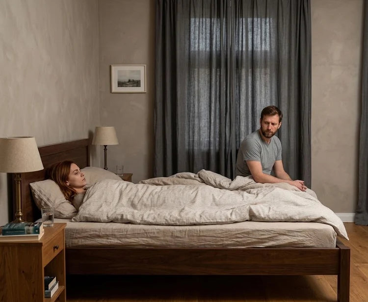 Couple experiencing distance in the bedroom