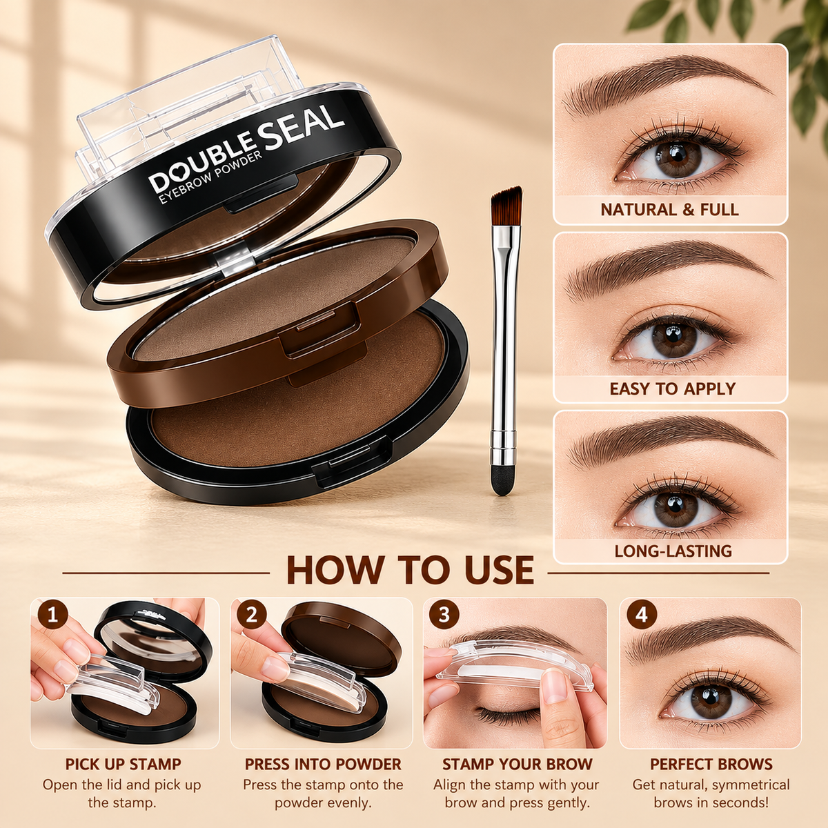 🔥 LAST DAY: BUY 1 GET 1 FREE 🌸 2-Color Waterproof Brow Stamp Kit for Quick, Natural-Looking Brows