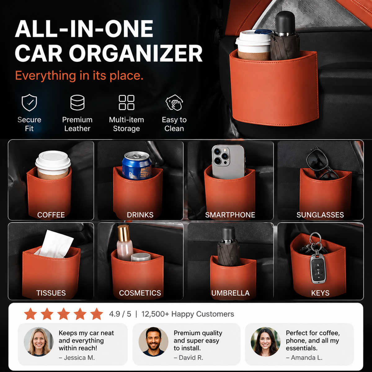 🥳2026 HOT SALE🥳💞50K+ SOLD!🚗🧺 50% OFF! Leather Car Door Cup Holder – Wide‑mouth opening, easy reach for drinks & phone. Clip‑on secure fit. PU leather, tough & stylish. 🛡️✨