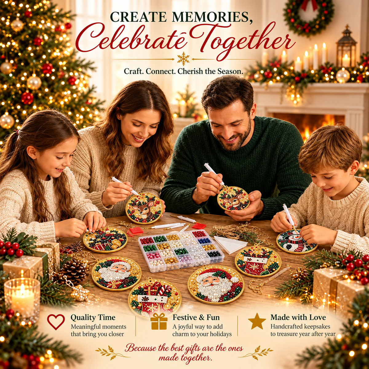 🔥Only $9.99 Last Day Promotion!🎄DIY Christmas diamond art Ornaments Kit (6 PCS)🎅