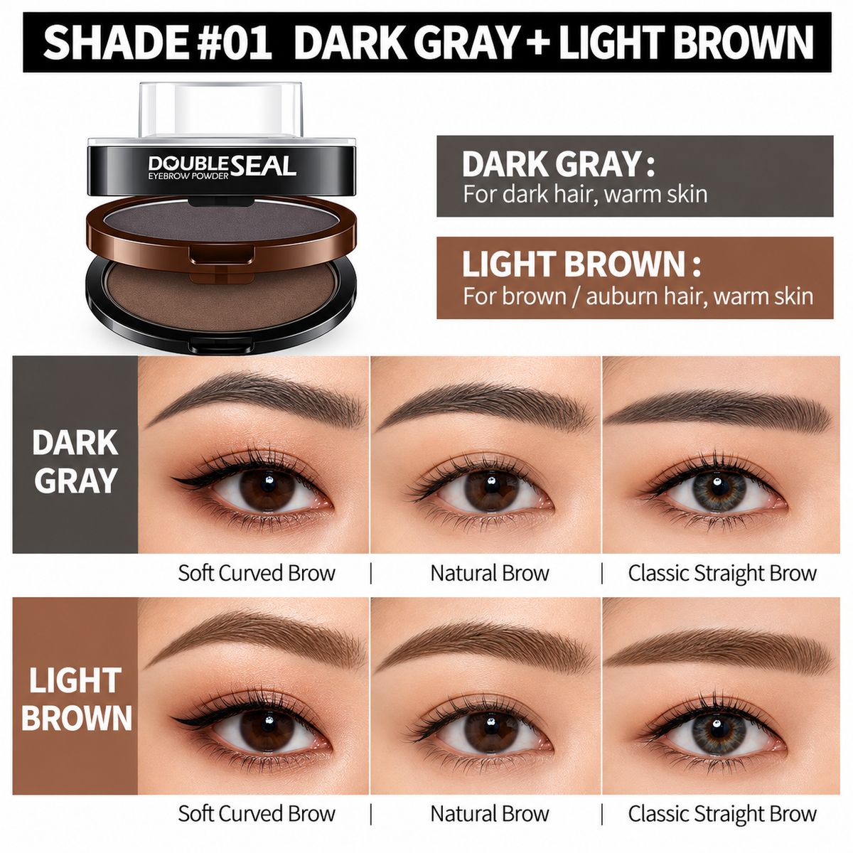 🔥 LAST DAY: BUY 1 GET 1 FREE 🌸 2-Color Waterproof Brow Stamp Kit for Quick, Natural-Looking Brows