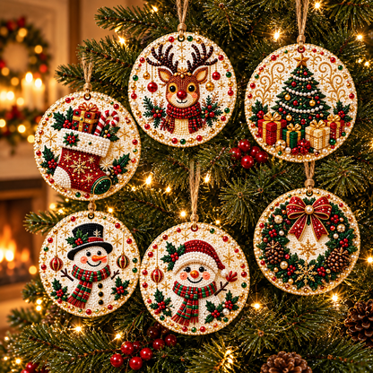 🔥Only $9.99 Last Day Promotion!🎄DIY Christmas diamond art Ornaments Kit (6 PCS)🎅