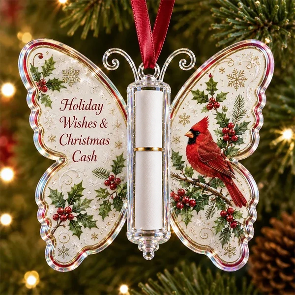 🔥Last Day 49% OFF🦋💵 Christmas Cash Gift Butterfly Ornament – Holiday Money Holder Keepsake 🎄✨
