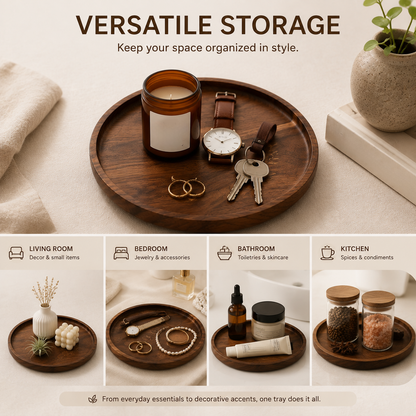 Minimalist Round Wooden Serving Tray