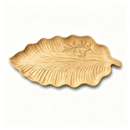 Creative Leaf-Shaped Wooden Serving Tray