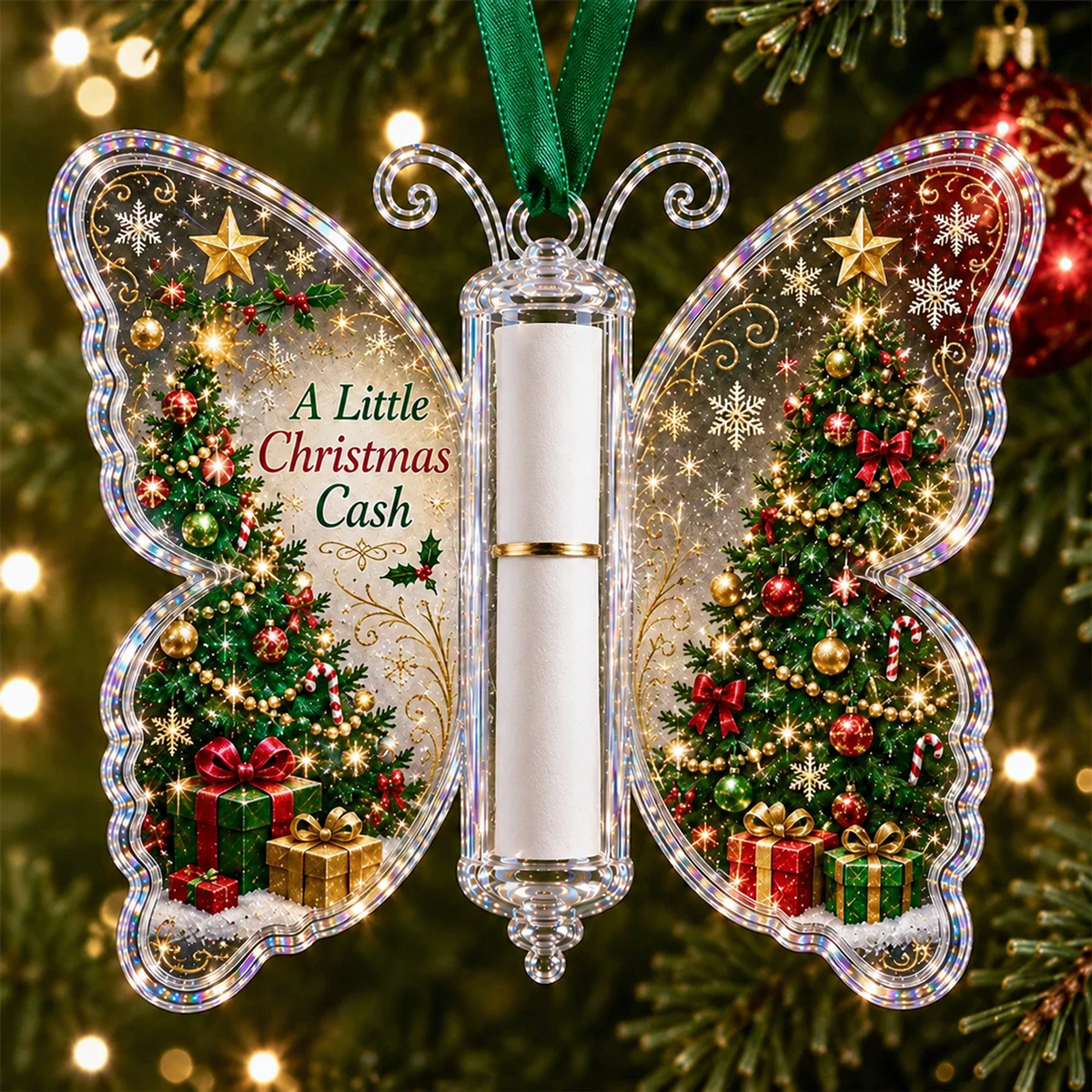 🔥Last Day 49% OFF🦋💵 Christmas Cash Gift Butterfly Ornament – Holiday Money Holder Keepsake 🎄✨