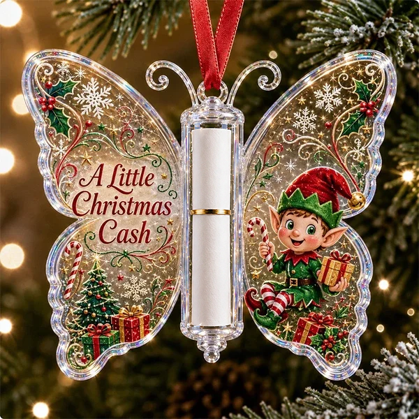 🔥Last Day 49% OFF🦋💵 Christmas Cash Gift Butterfly Ornament – Holiday Money Holder Keepsake 🎄✨