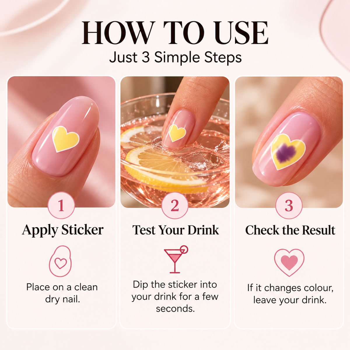 LOVILDS™ Drink Testing Stickers – Heart & Butterfly Designs