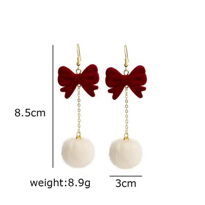 Red wine plush earrings color