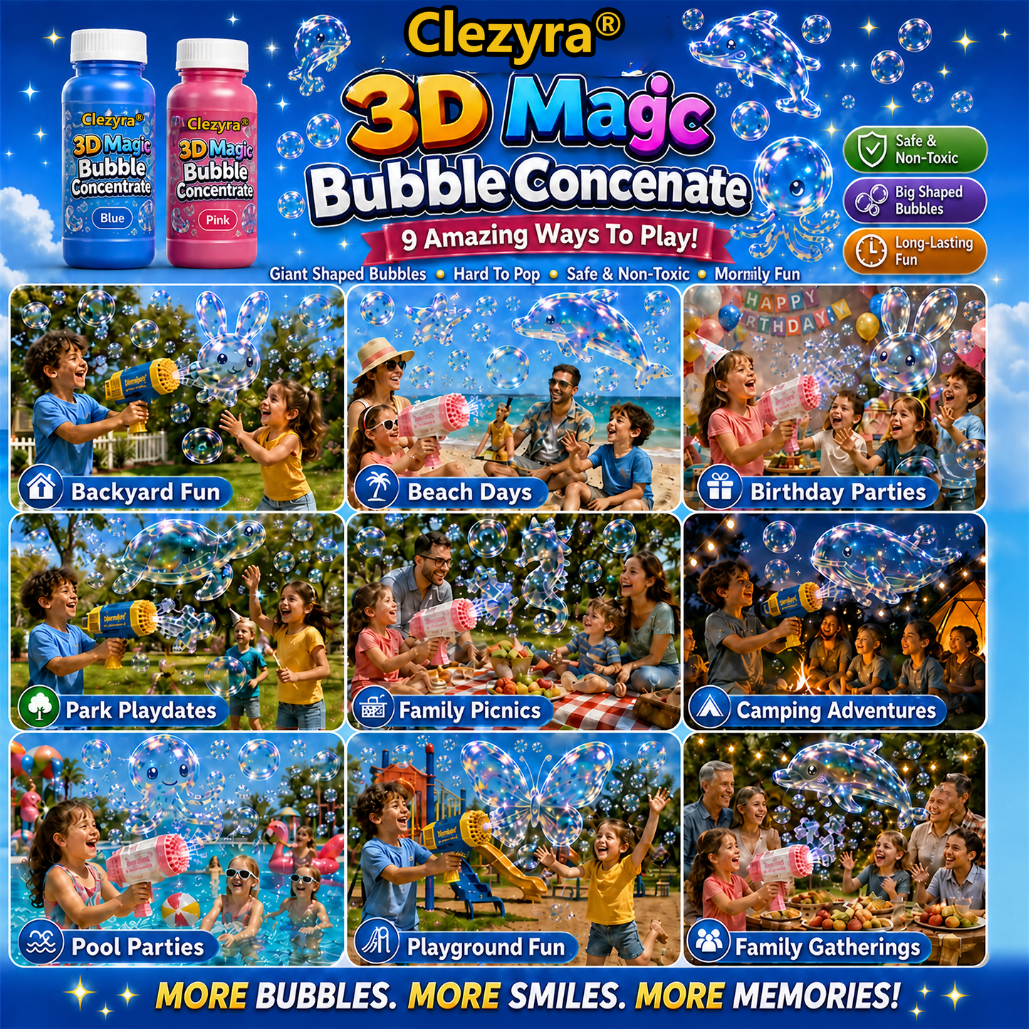 Clezyra® Super 3D Magic Bubble Concentrate —— Animal & Ocean Fantasy Theme