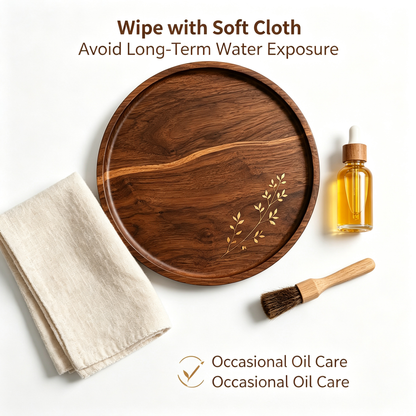 Minimalist Round Wooden Serving Tray