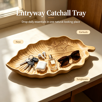 Creative Leaf-Shaped Wooden Serving Tray