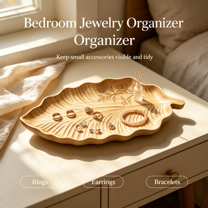 Creative Leaf-Shaped Wooden Serving Tray