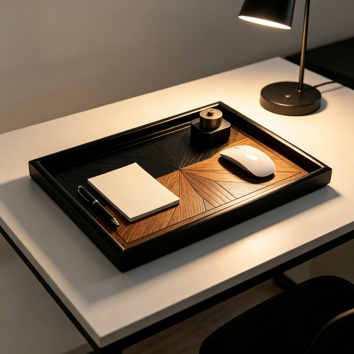 Modern Black Wooden Serving Tray