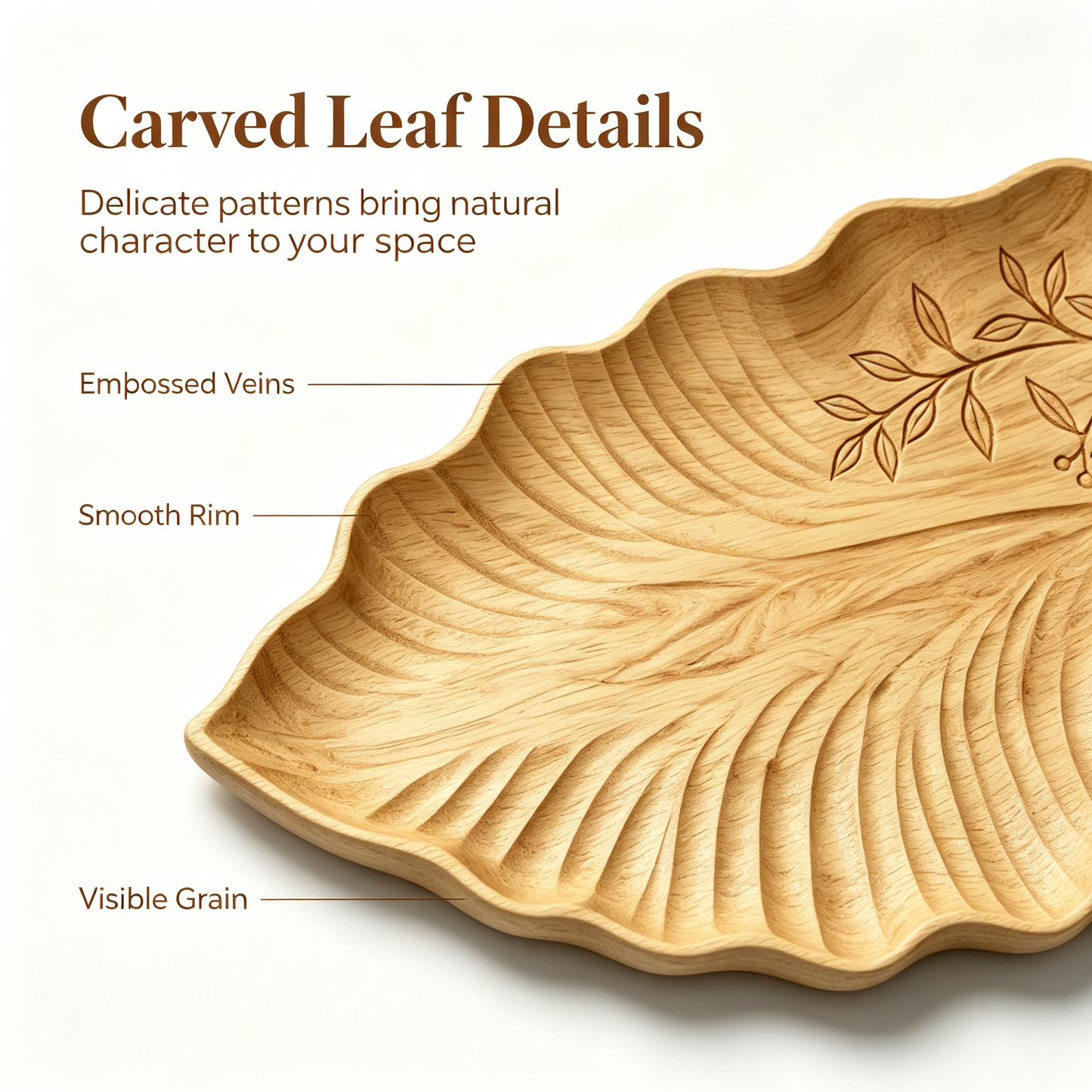 Creative Leaf-Shaped Wooden Serving Tray