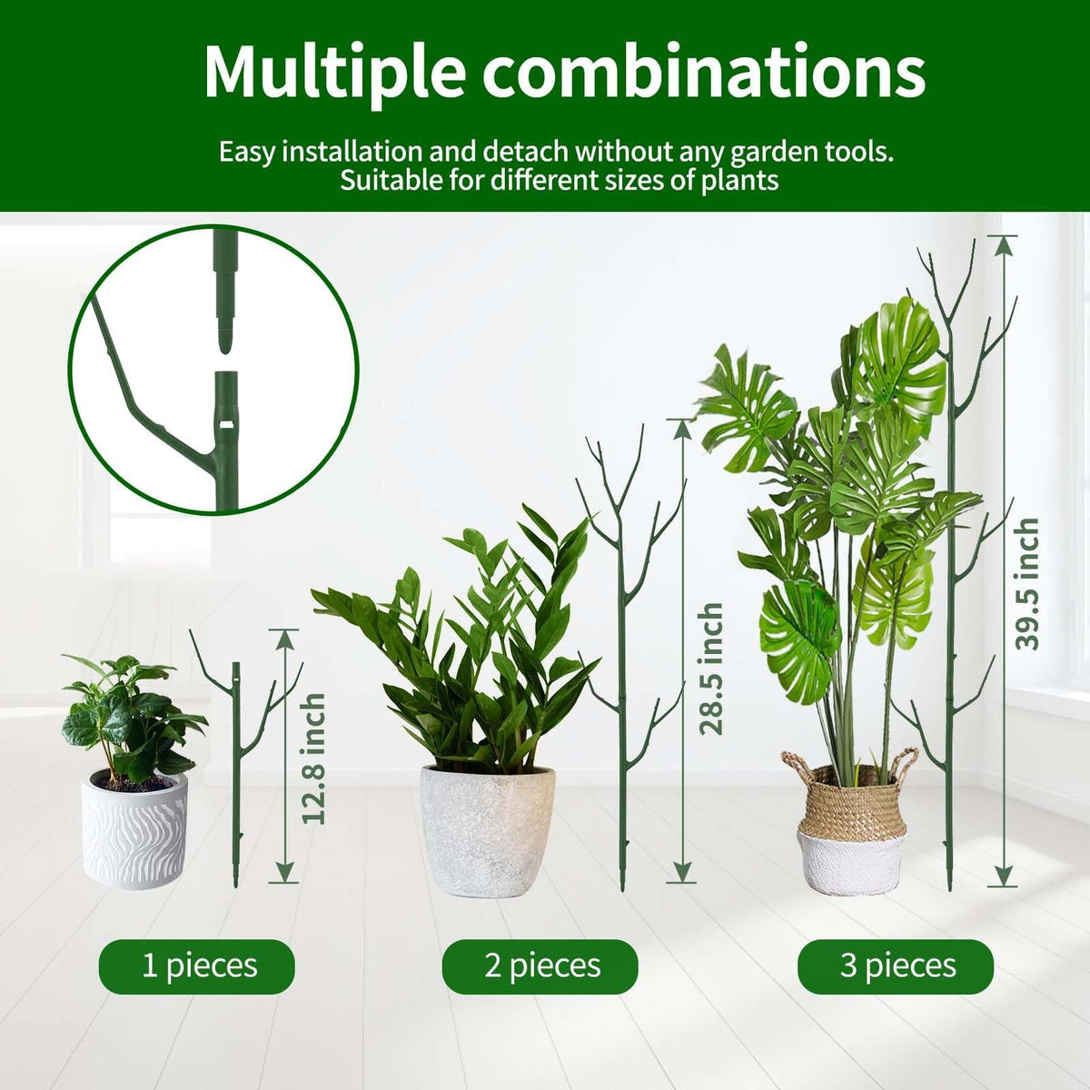 Stackable Monstera Plant Support Stakes — 6 Piece Set