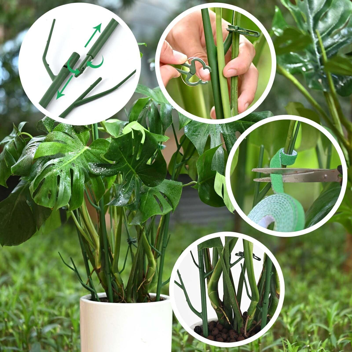 Stackable Monstera Plant Support Stakes — 6 Piece Set