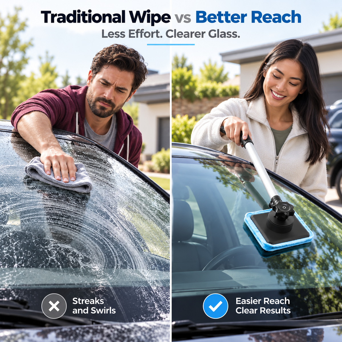 Dual Magnetic Car Windshield Cleaner | Streak-Free Auto Glass Cleaning Kit⭐