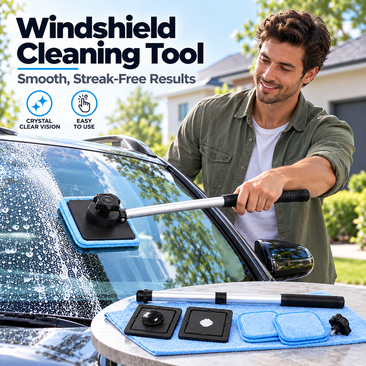 Dual Magnetic Car Windshield Cleaner | Streak-Free Auto Glass Cleaning Kit⭐